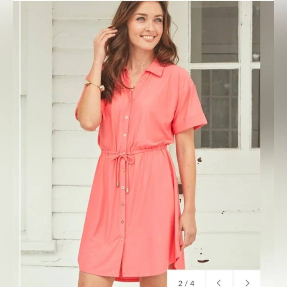 Cabana Life UPF 50+ coral shirt dress - S